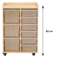 Mobiles Stauregal mit 3 großen und 6 kleinen Transparentboxen°#´°°#