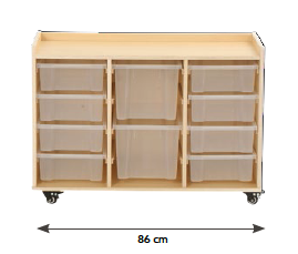 Mobiles Stauregal mit 2 großen und 8 kleinen Transparentboxen°#´°°#